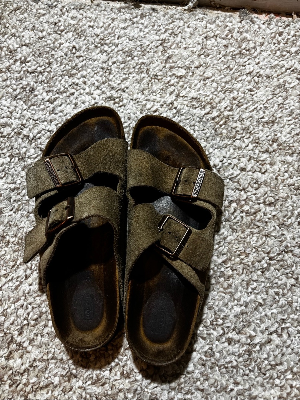 Birkenstock Arizona Suede Double Strap Sandals in Taupe